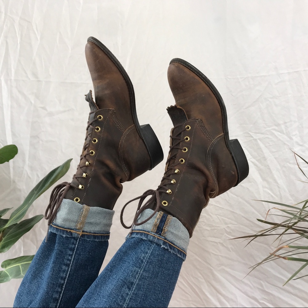 Rustic American-Made Leather Kiltie Boots